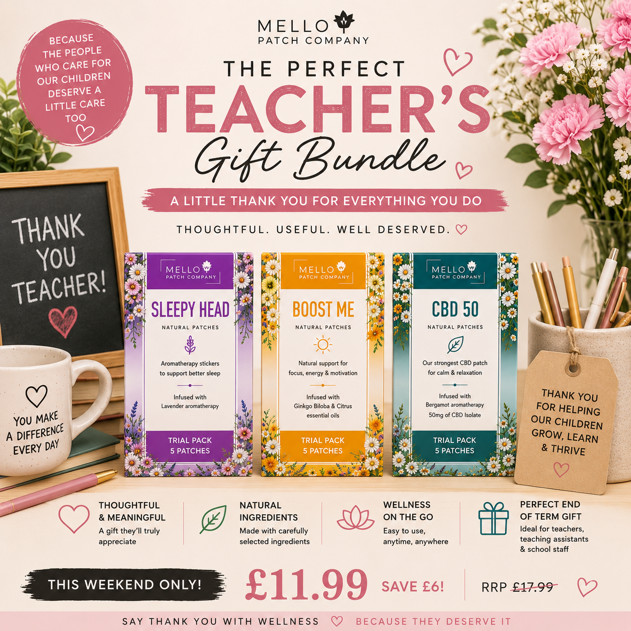 🍎 Teacher Wellness Gift Bundle - Because the people who care for our children deserve a little care too. 💚