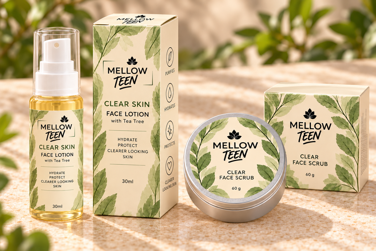PRE-ORDER | Mellow Teen Clear Skin Scrub + Lotion Duo With Tea Tree